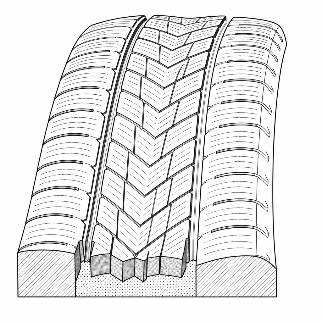 Schéma illustratif : Différence de taux de gomme entre blocs médians découpés et épaules semi-continues