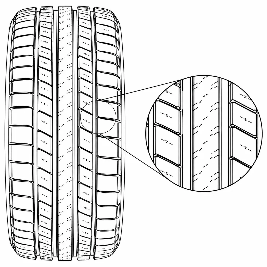 Schéma illustratif : Dimensions régulières des éléments dans chaque rangée circonférentielle