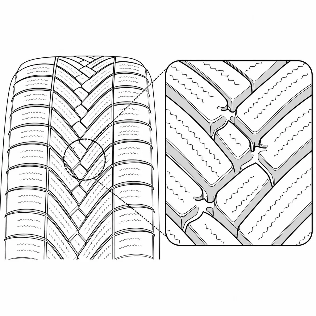 Schéma illustratif : Réseau de cavités très ramifié autour des intersections diagonales