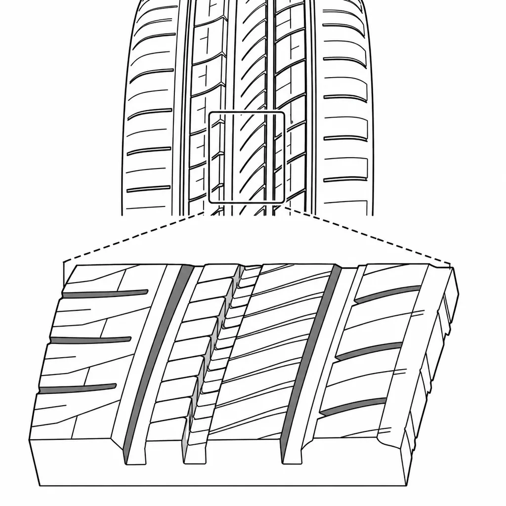 Schéma illustratif : Petits pavés centraux comportant de nombreux ligaments de gomme étroits