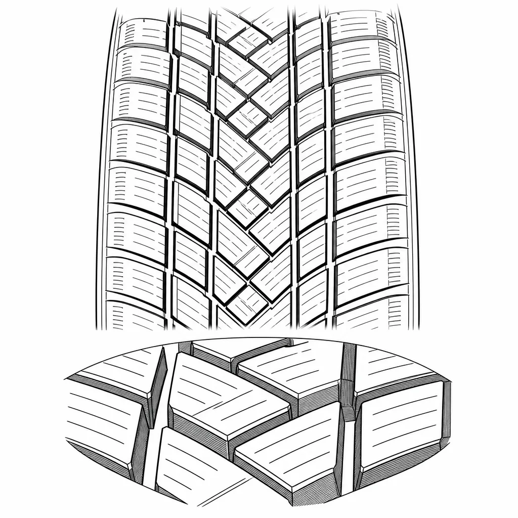 Schéma illustratif : Blocs centraux séparés, sans bande de gomme centrale continue