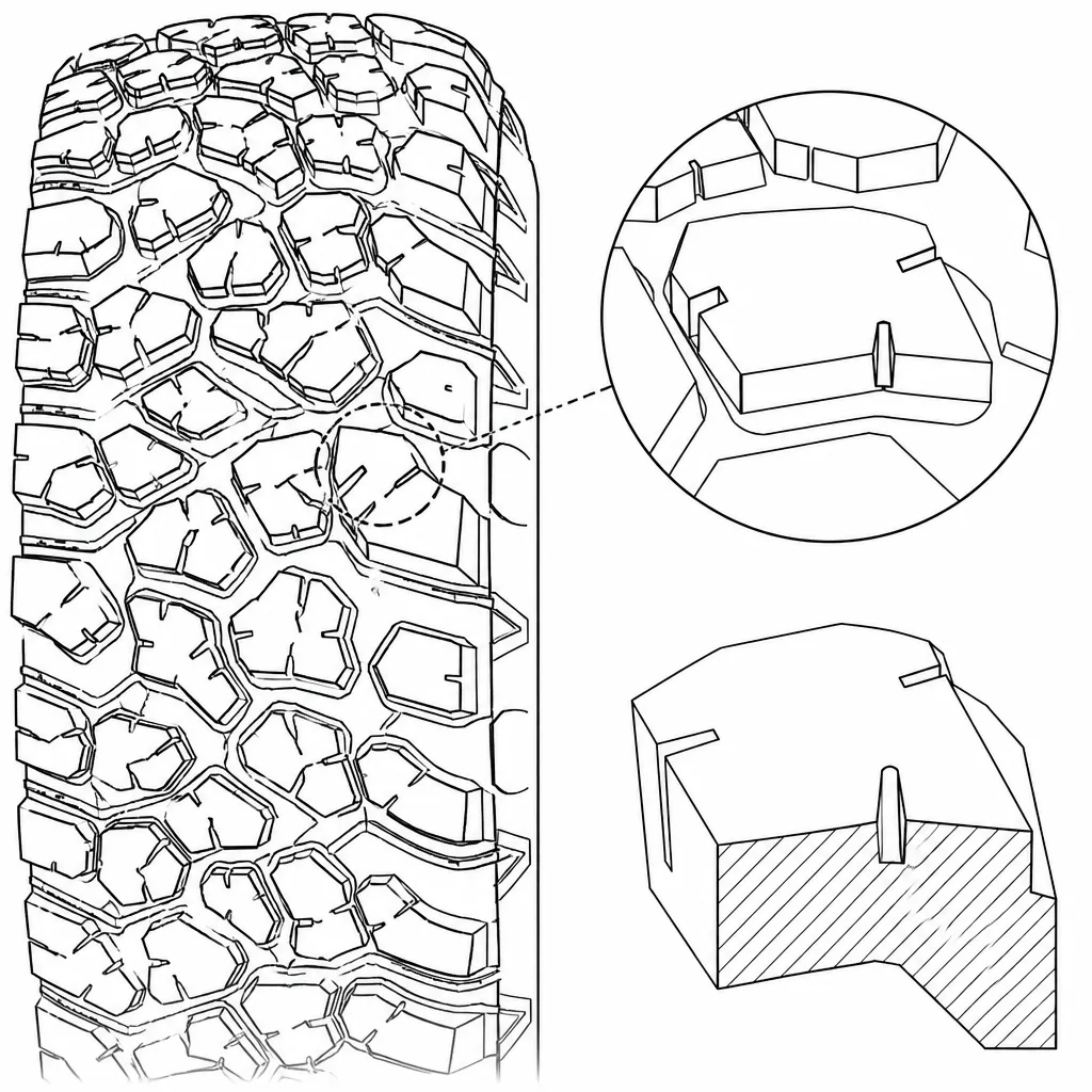 Schéma illustratif : Petites encoches terminées dans les pavés