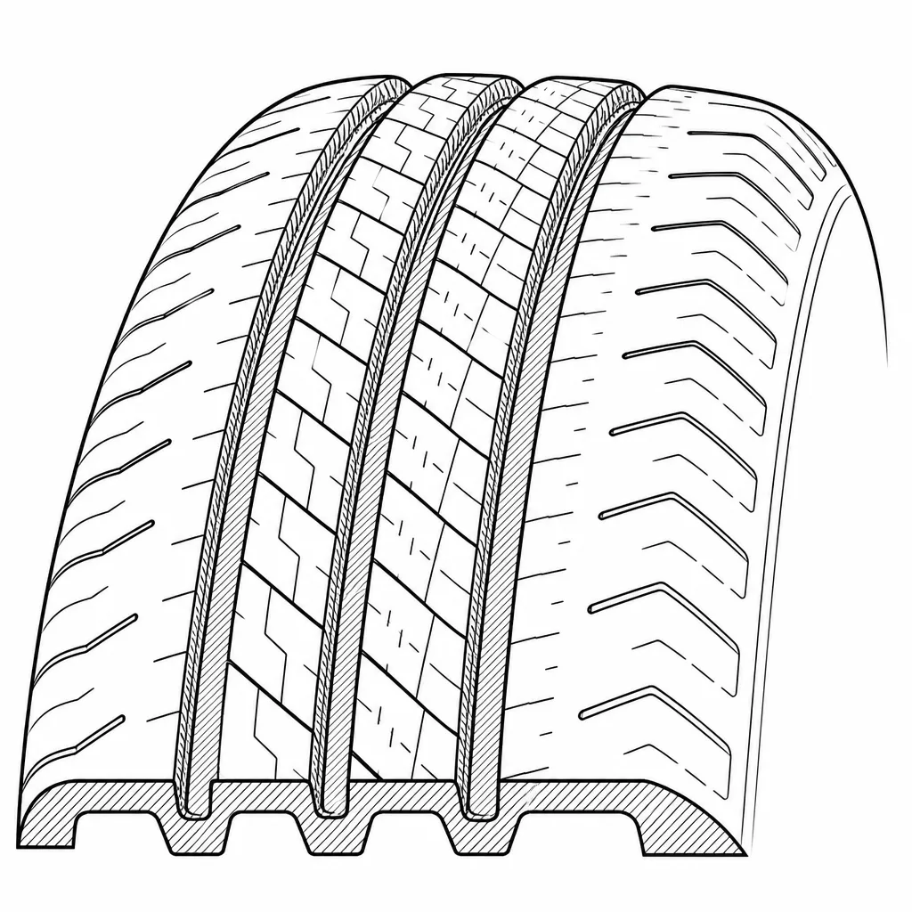 Schéma illustratif : Quatre volumes creux circonférentiels
