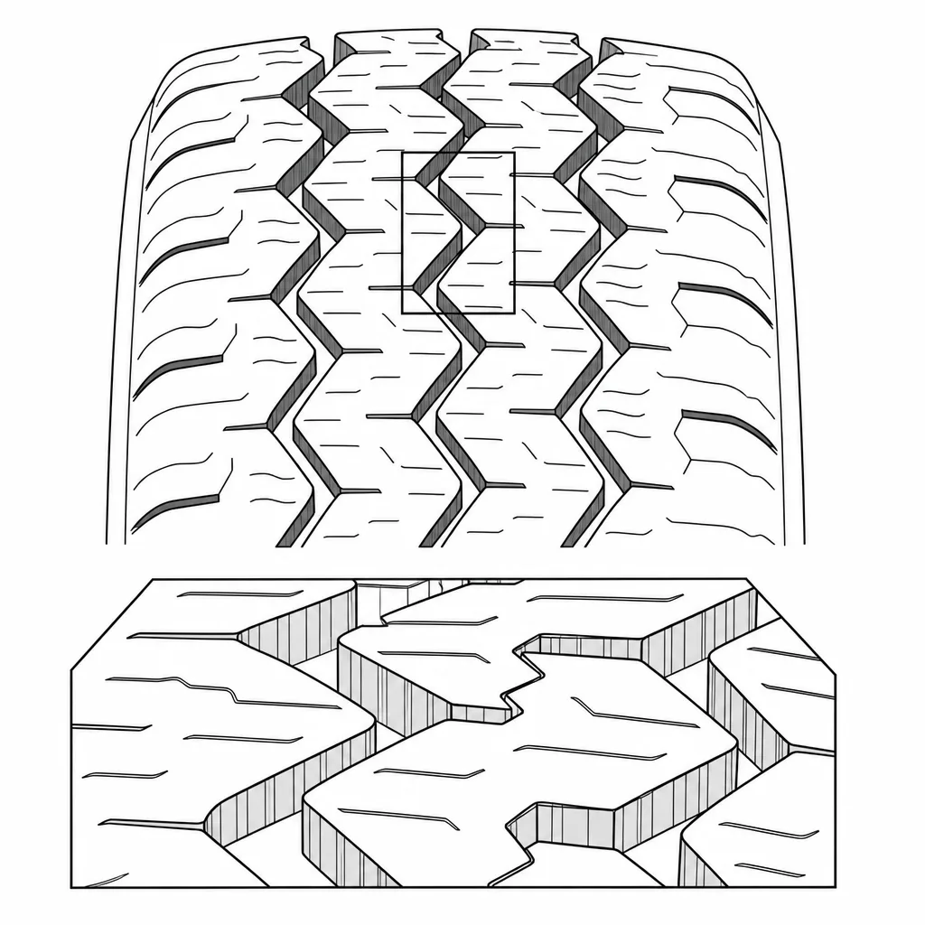 Schéma illustratif : Emboîtement géométrique des pavés centraux