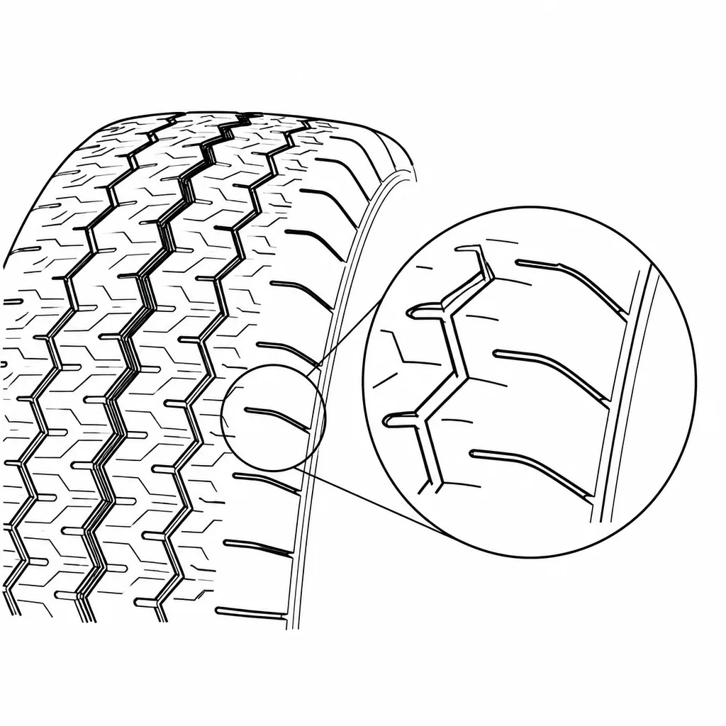 Schéma illustratif : Forte section de gomme entre les encoches périphériques
