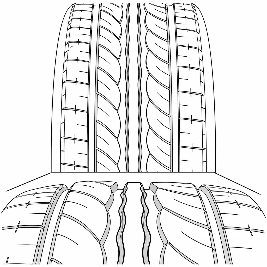 Schéma illustratif : Bande médiane étroite bordée de contours ondulés