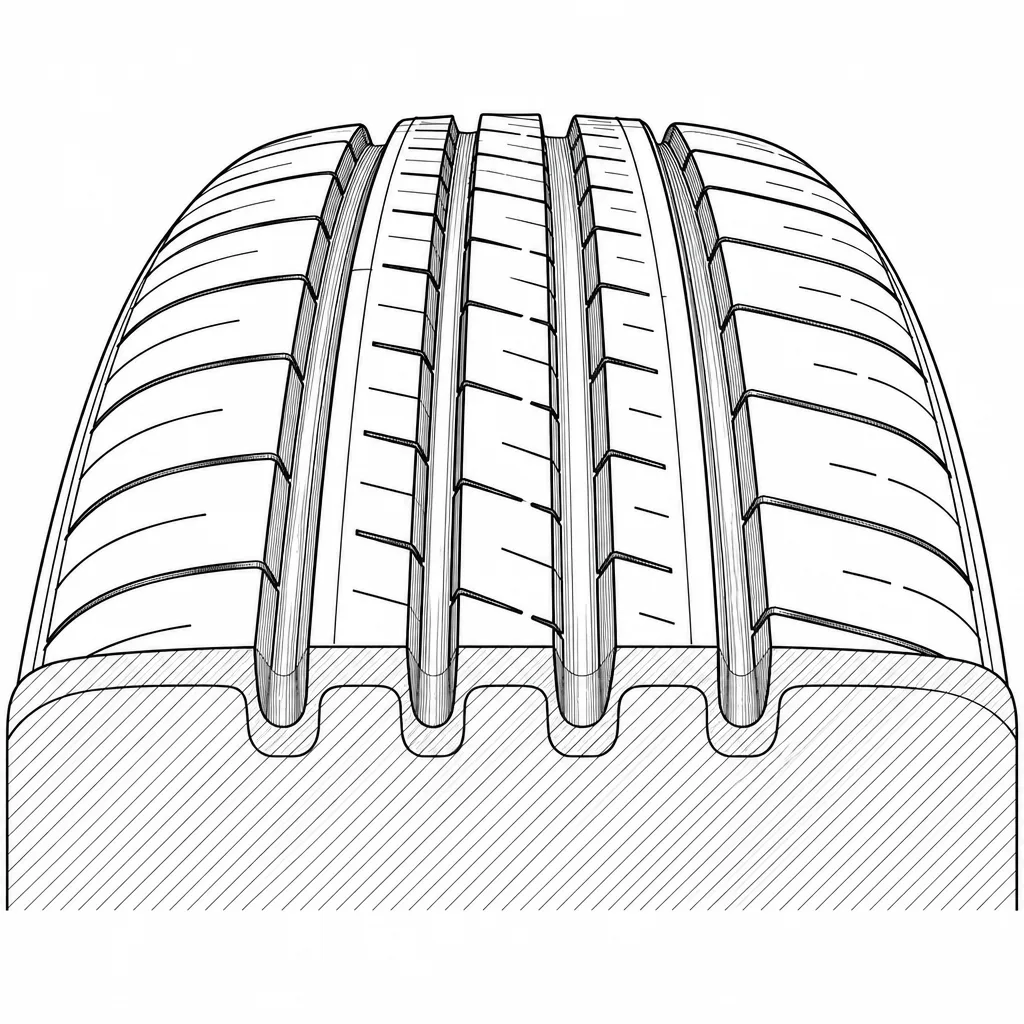 Schéma illustratif : Bandes porteuses étroites séparées par les sillons circonférentiels