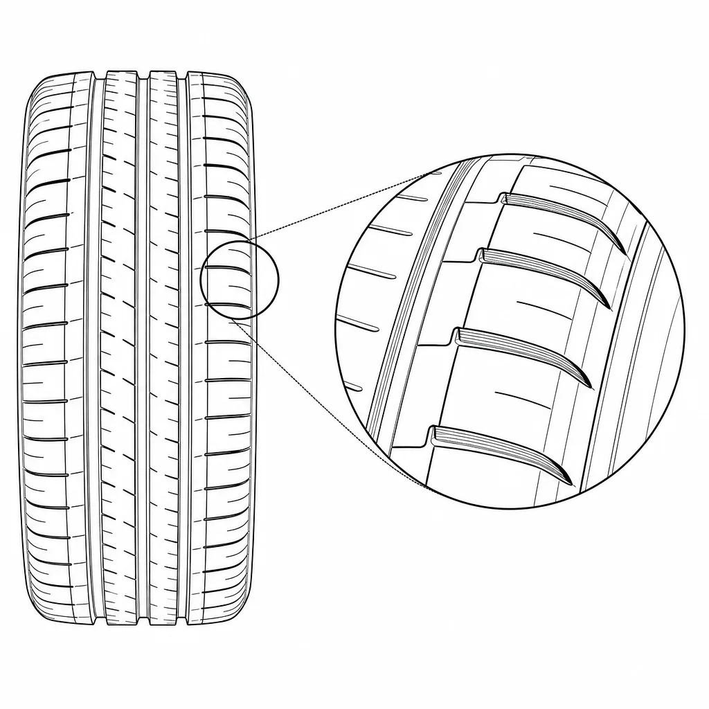Schéma illustratif : Pavés d’épaule volumineux à encoches peu profondes
