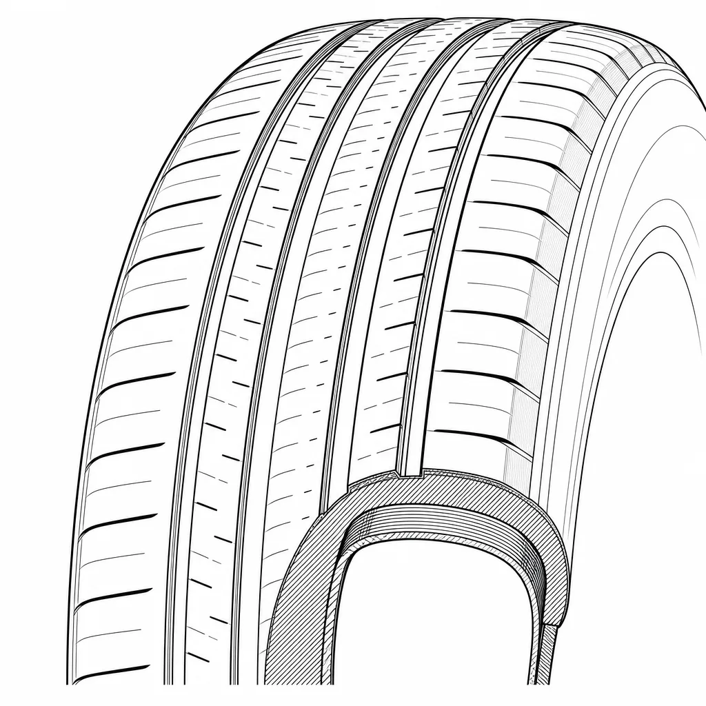Schéma illustratif : Épaules à taux de gomme élevé et découpes peu profondes