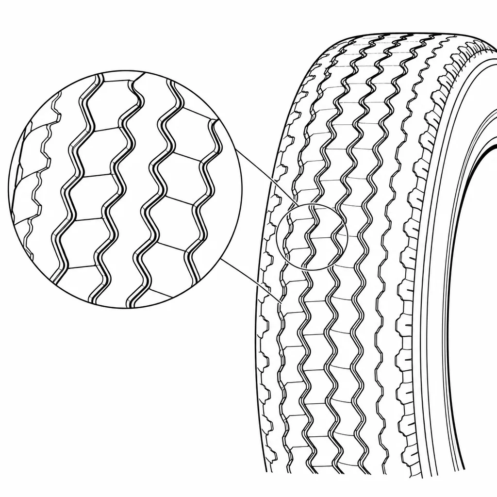 Schéma illustratif : Petits pavés répétés à contours en zigzag