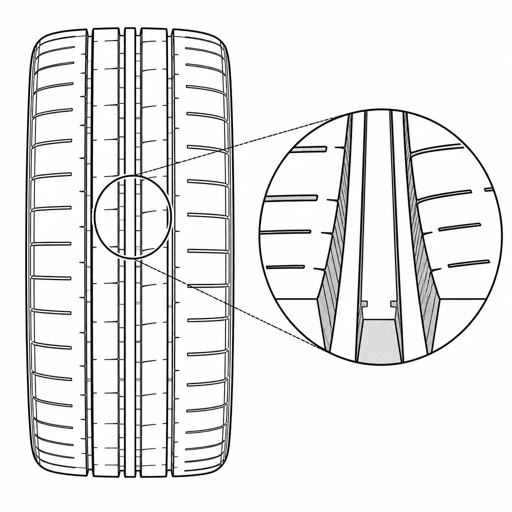 Schéma illustratif : Nervure axiale de faible largeur