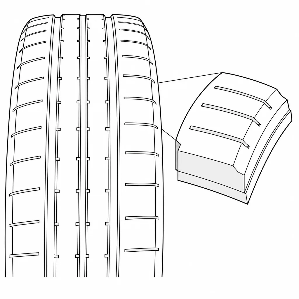 Schéma illustratif : Épaules formées d’éléments longitudinaux allongés à encoches courtes