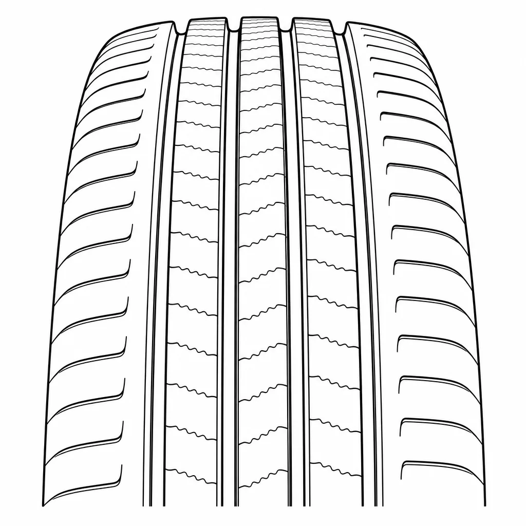 Schéma illustratif : Cinq bandes porteuses étroites séparées par quatre rainures circonférentielles rectilignes