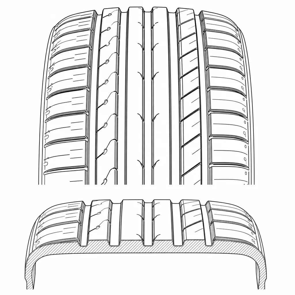 Schéma illustratif : Bandes centrales à forte continuité de gomme