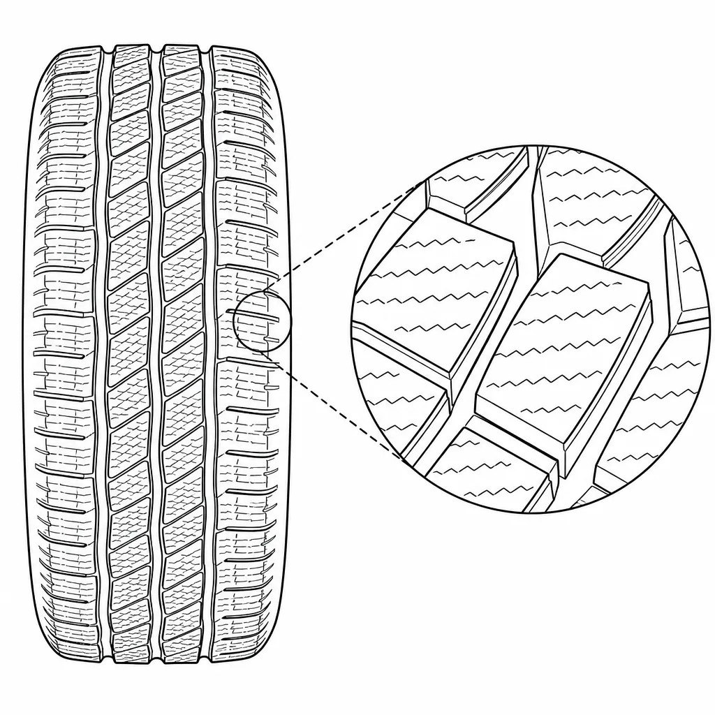 Schéma illustratif : Faible largeur des ligaments de gomme entre les fines découpes