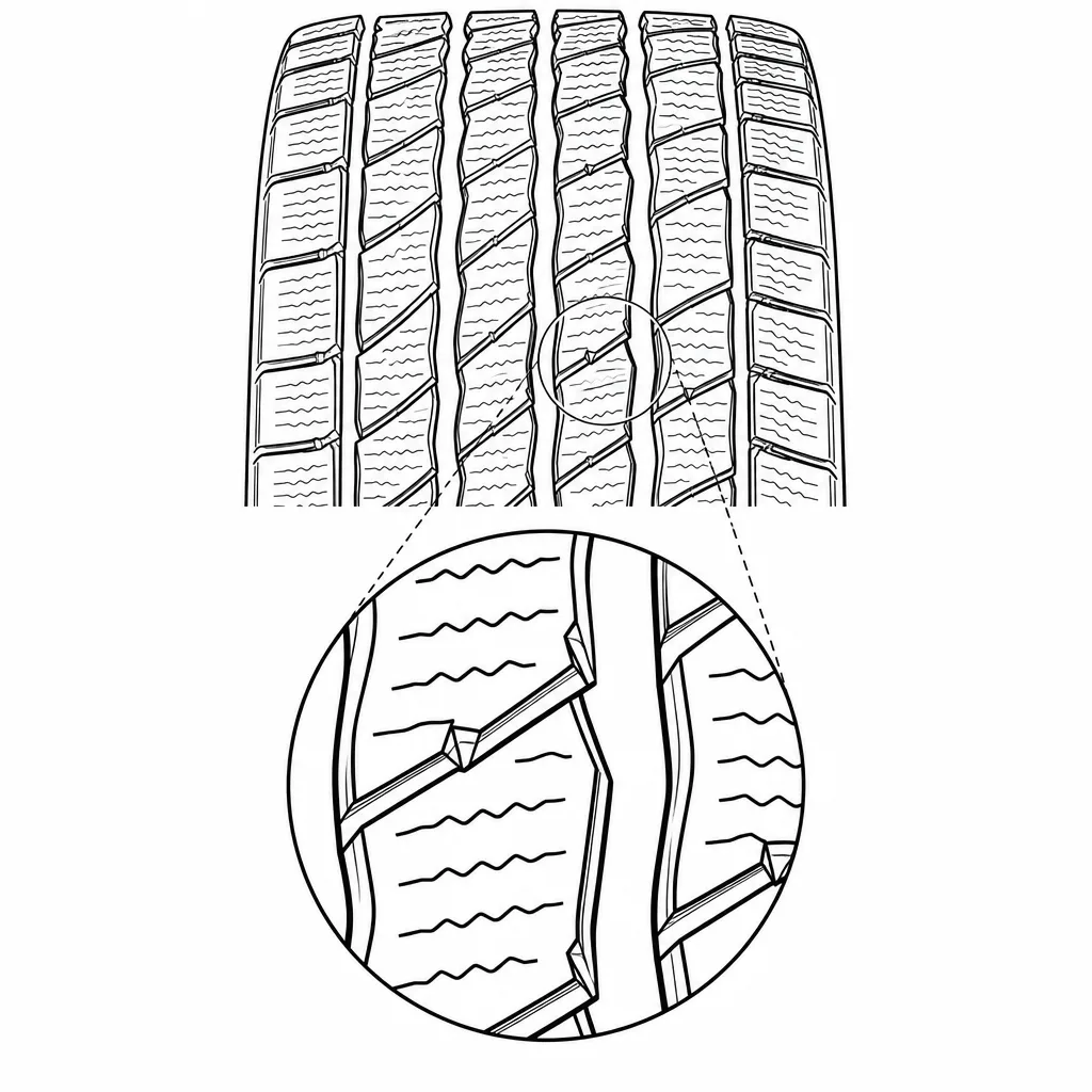 Schéma illustratif : Angles aigus présents sur plusieurs contours de pavés centraux et intermédiaires