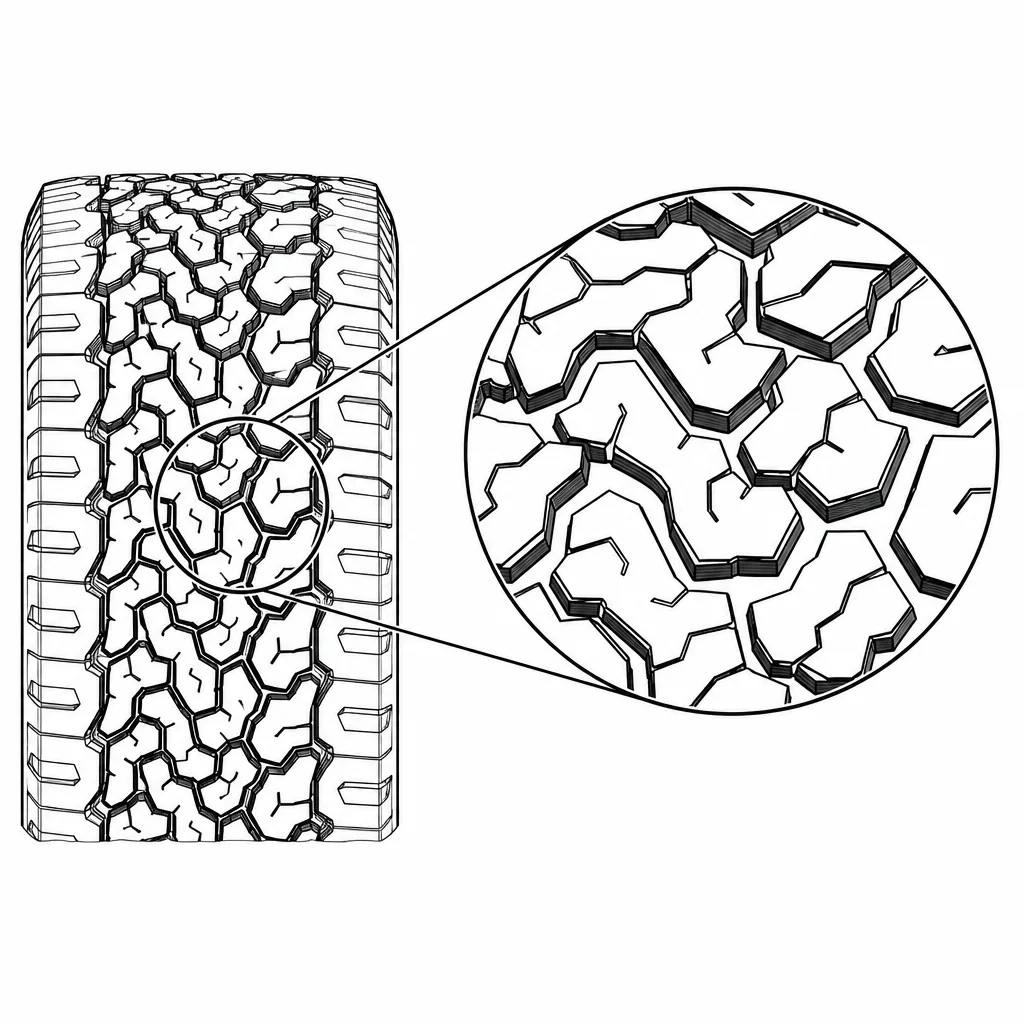 Schéma illustratif : Contours irréguliers avec angles rentrants et largeurs de pavés variables