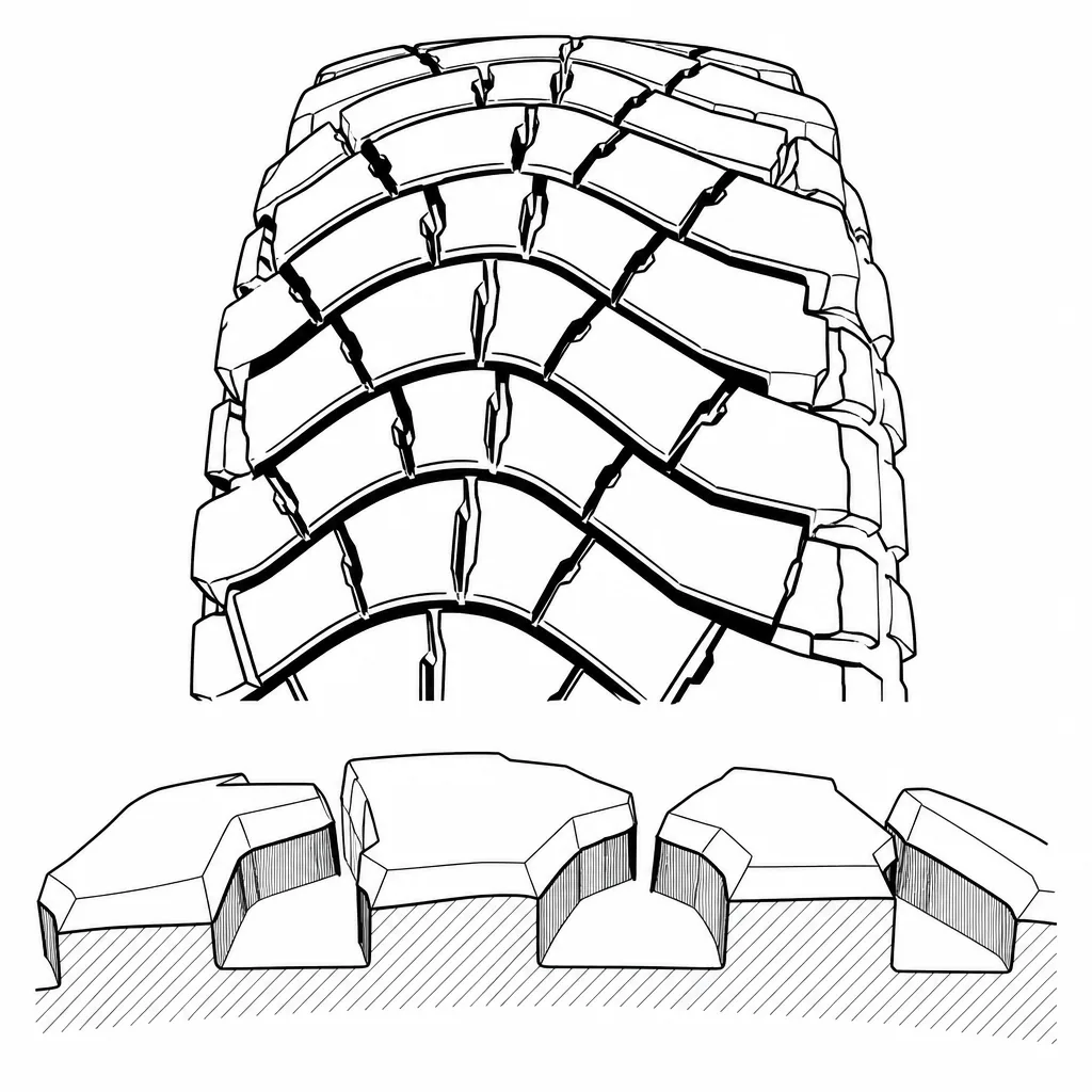 Schéma illustratif : Rapport vide/gomme très élevé entre les grands pavés