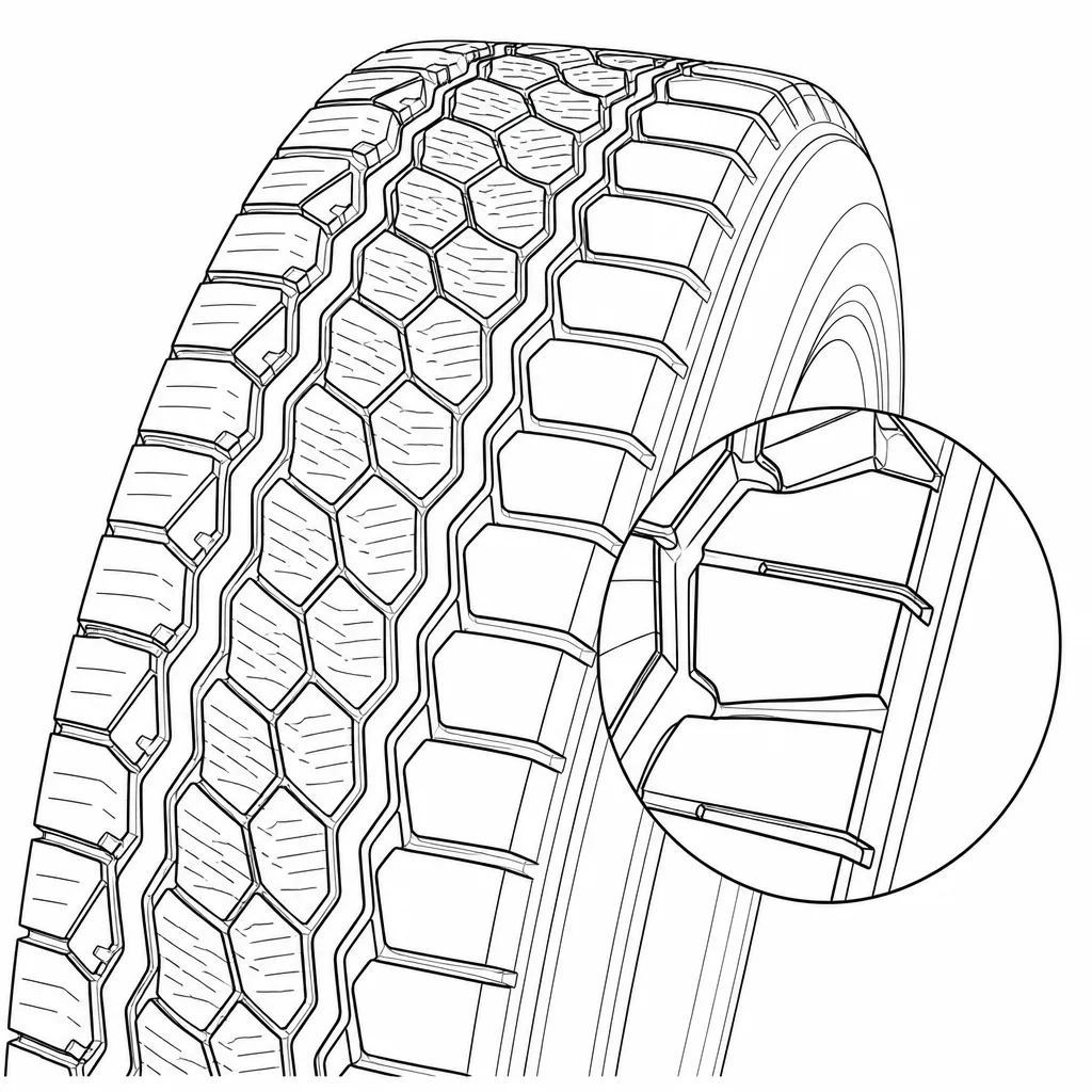 Schéma illustratif : Pavés latéraux de plus grande surface séparés par des découpes transversales