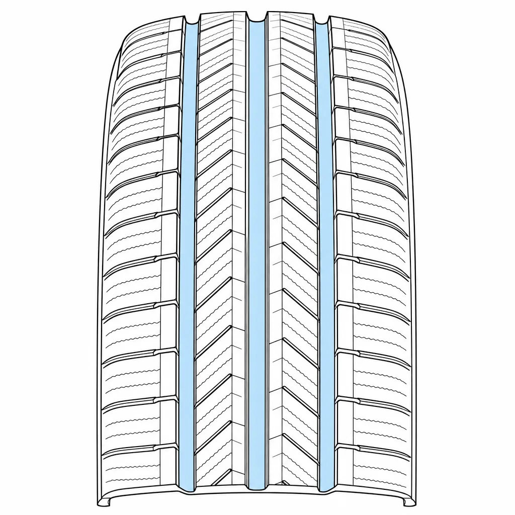 Schéma illustratif : Quatre volumes longitudinaux distribués de part et d’autre du centre