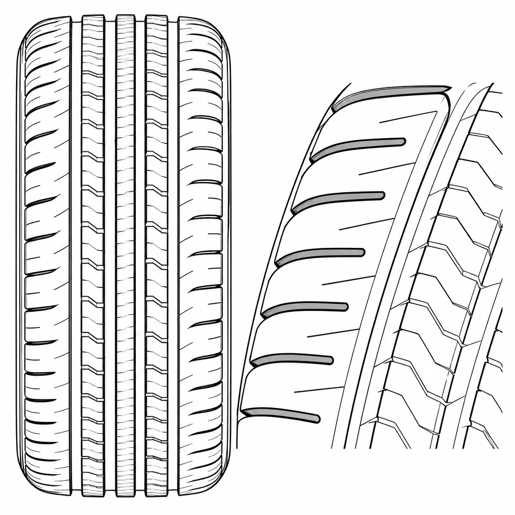 Schéma illustratif : Pavés périphériques semi-continus, arrondis et ponctués d’encoches obliques
