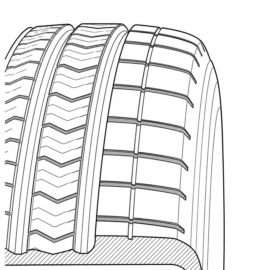 Schéma illustratif : Pavés d’épaule longs à encoches transversales régulièrement espacées