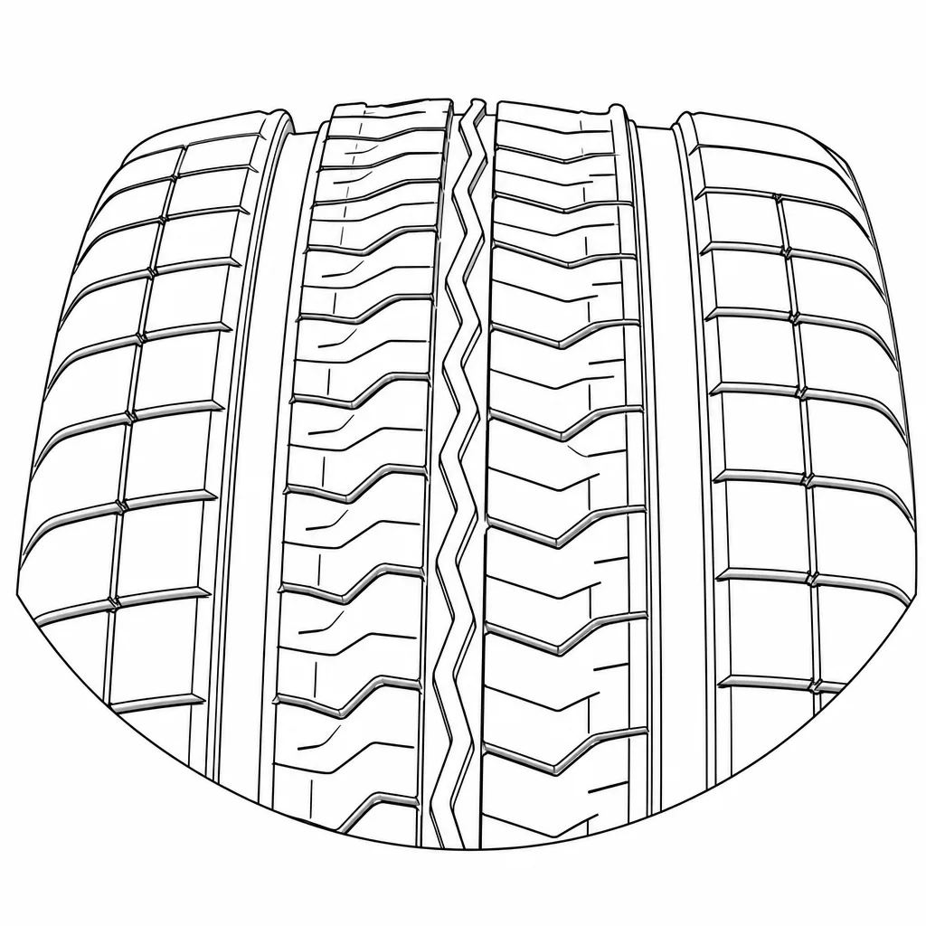 Schéma illustratif : Nervure centrale étroite à contour en zigzag