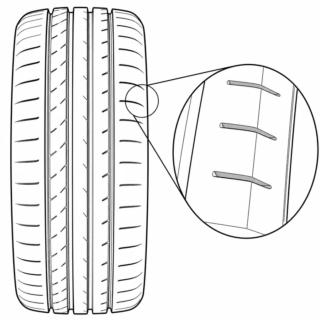 Schéma illustratif : Encoches courtes et régulièrement espacées dans les éléments d’épaule