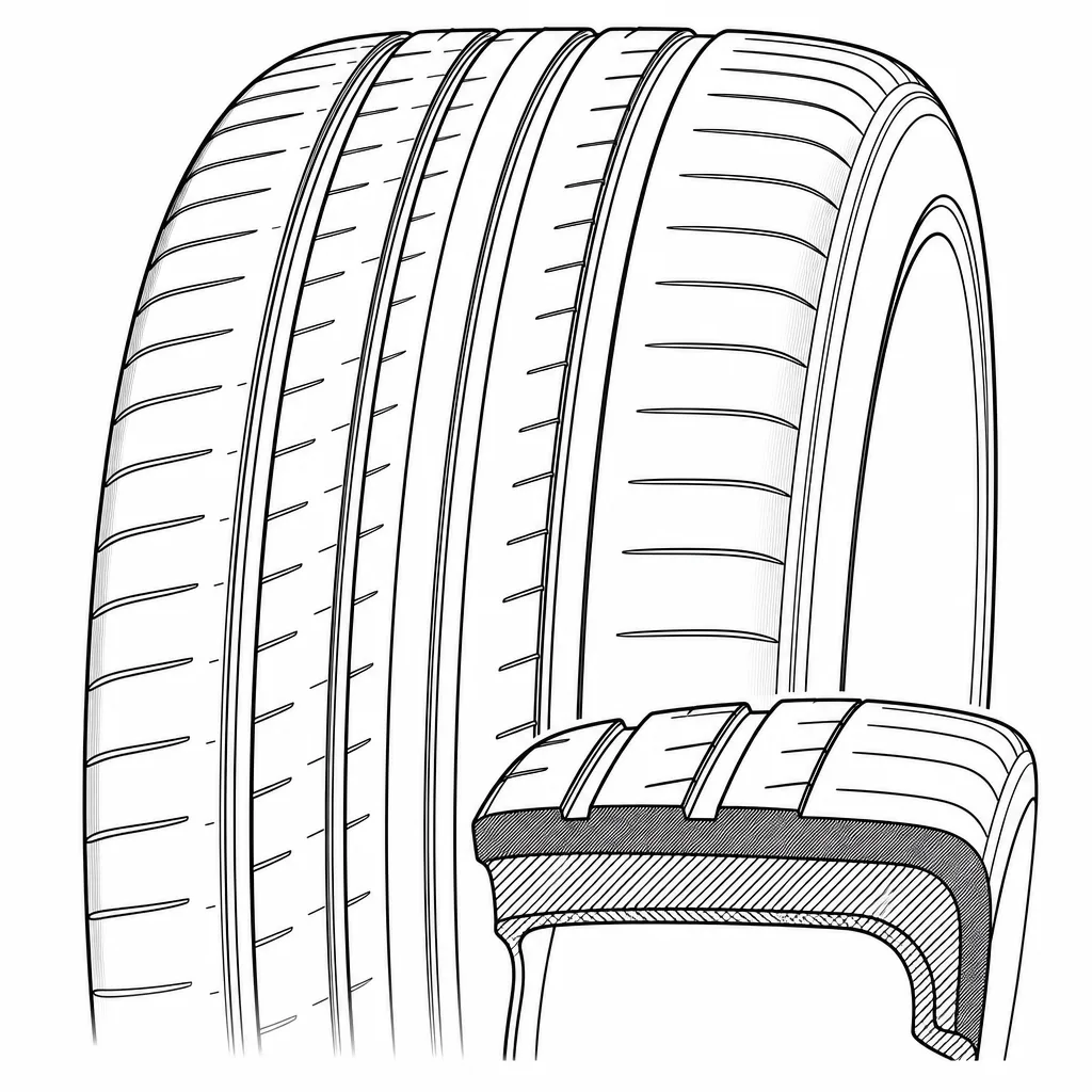 Schéma illustratif : Bord extérieur d’épaule à forte proportion de gomme