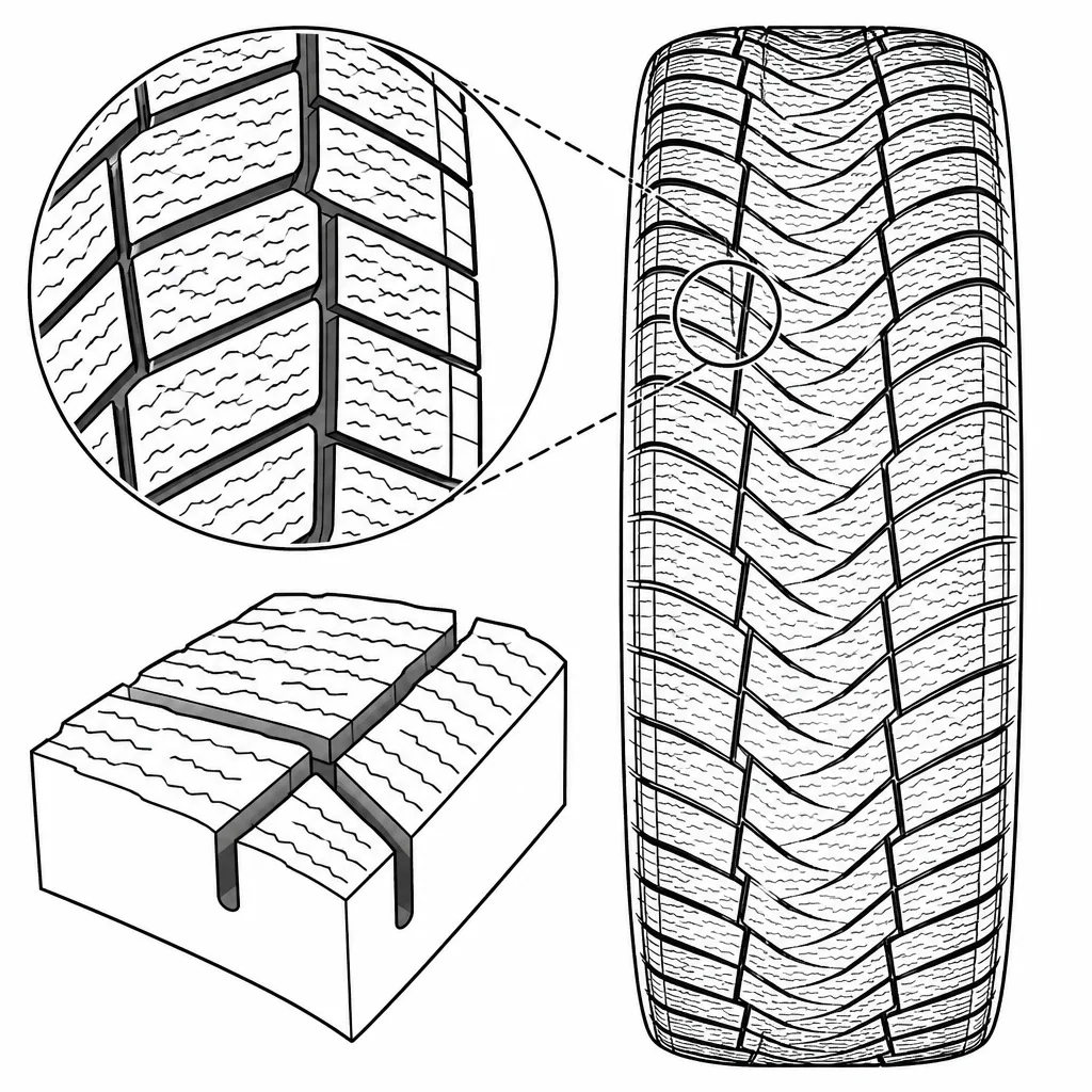 Schéma illustratif : Pavés polygonaux de petite à moyenne taille traversés par une forte densité de fines incisions