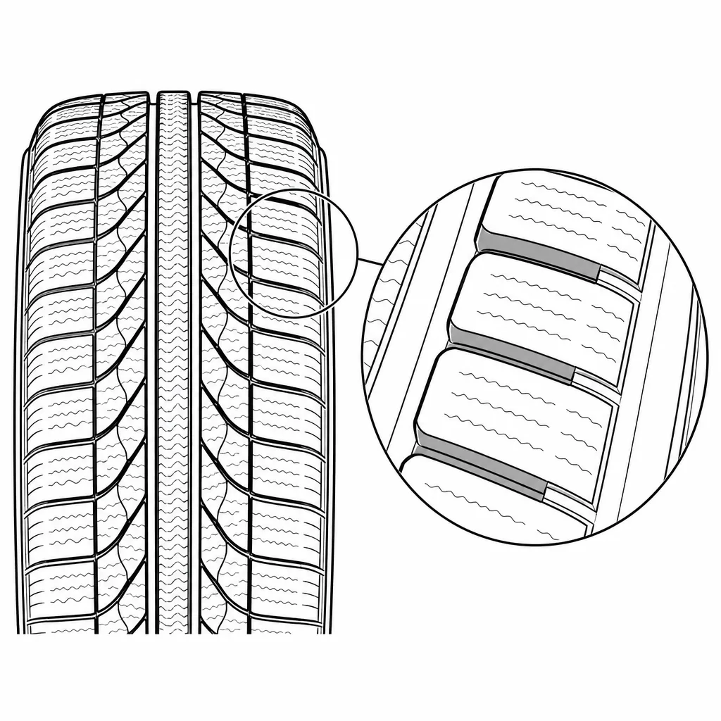 Schéma illustratif : Pavés périphériques allongés reliés par des ponts de gomme circonférentiels