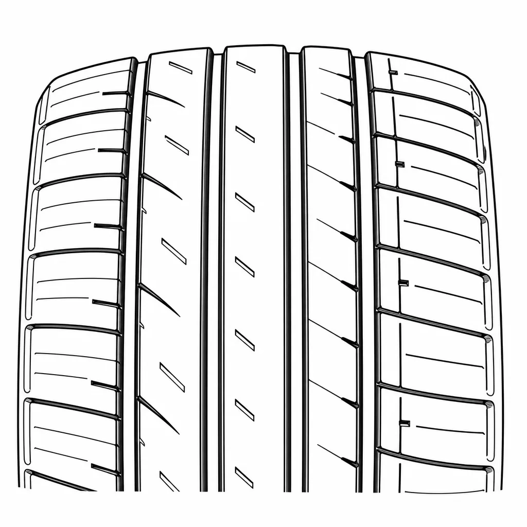 Schéma illustratif : Cinq bandes de gomme séparées par quatre rainures longitudinales