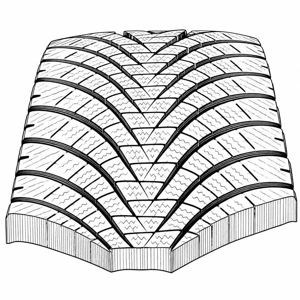 Schéma illustratif : Centre constitué de pointes de chevrons jointives, sans nervure continue