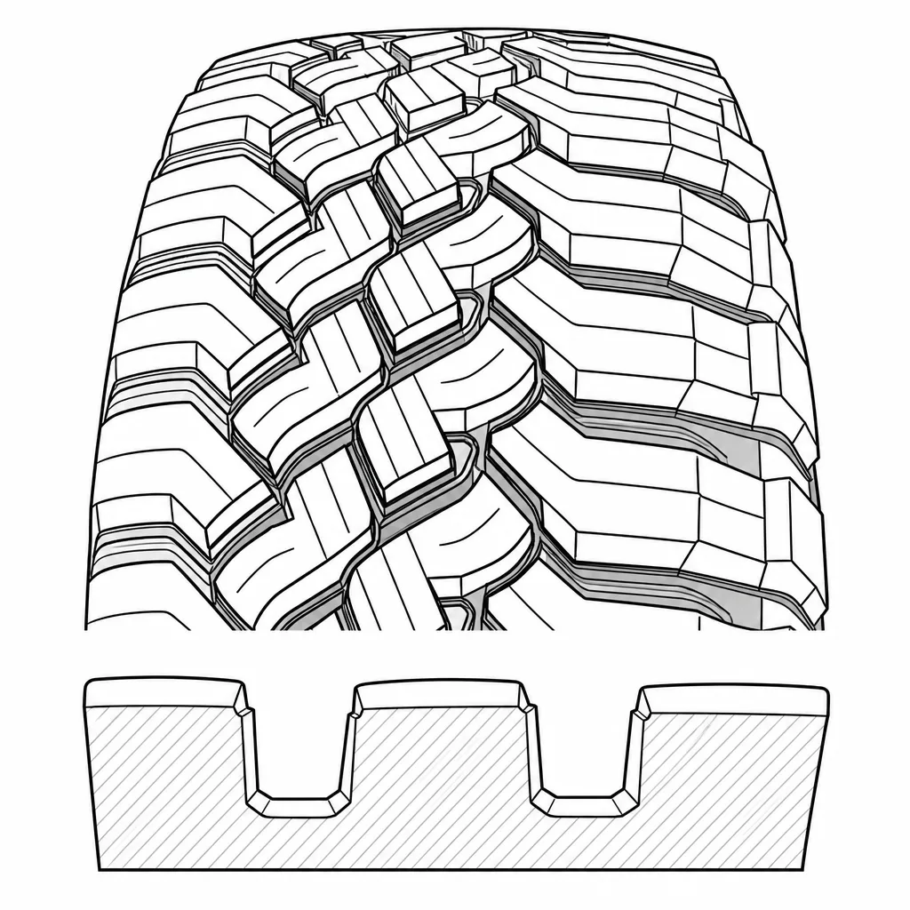 Schéma illustratif : Rapport creux/gomme élevé et évidements profonds