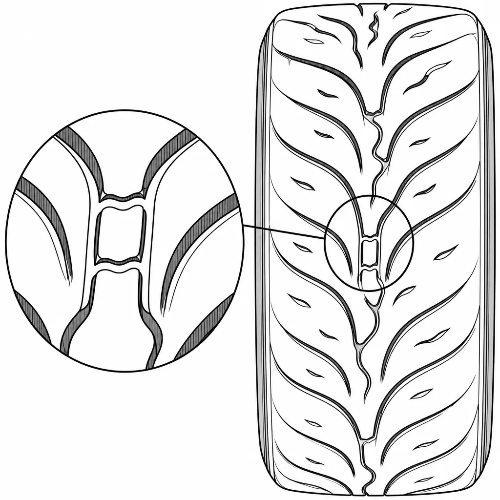 Schéma illustratif : Petits raccords de gomme dans la zone située autour de l’axe médian