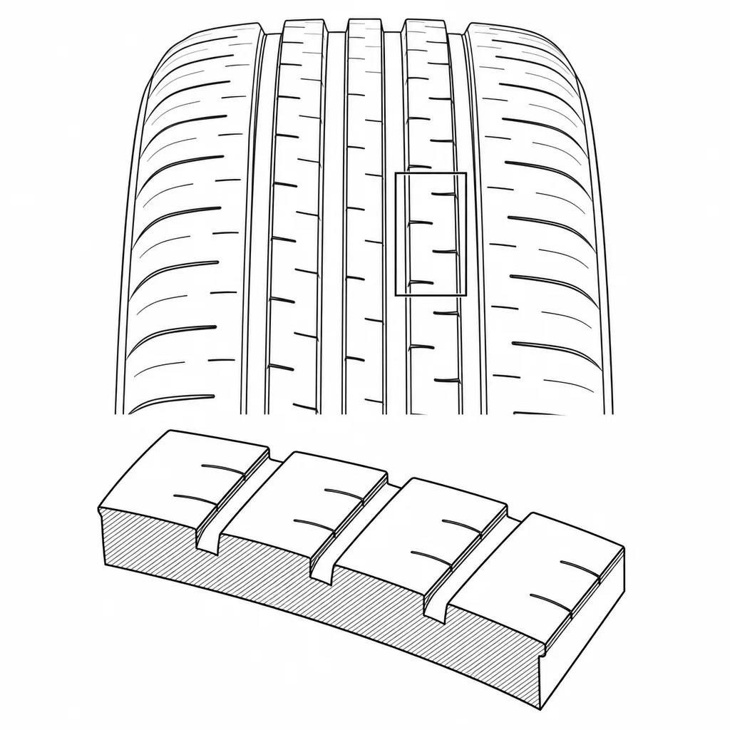 Schéma illustratif : Blocs intermédiaires allongés à entailles courtes