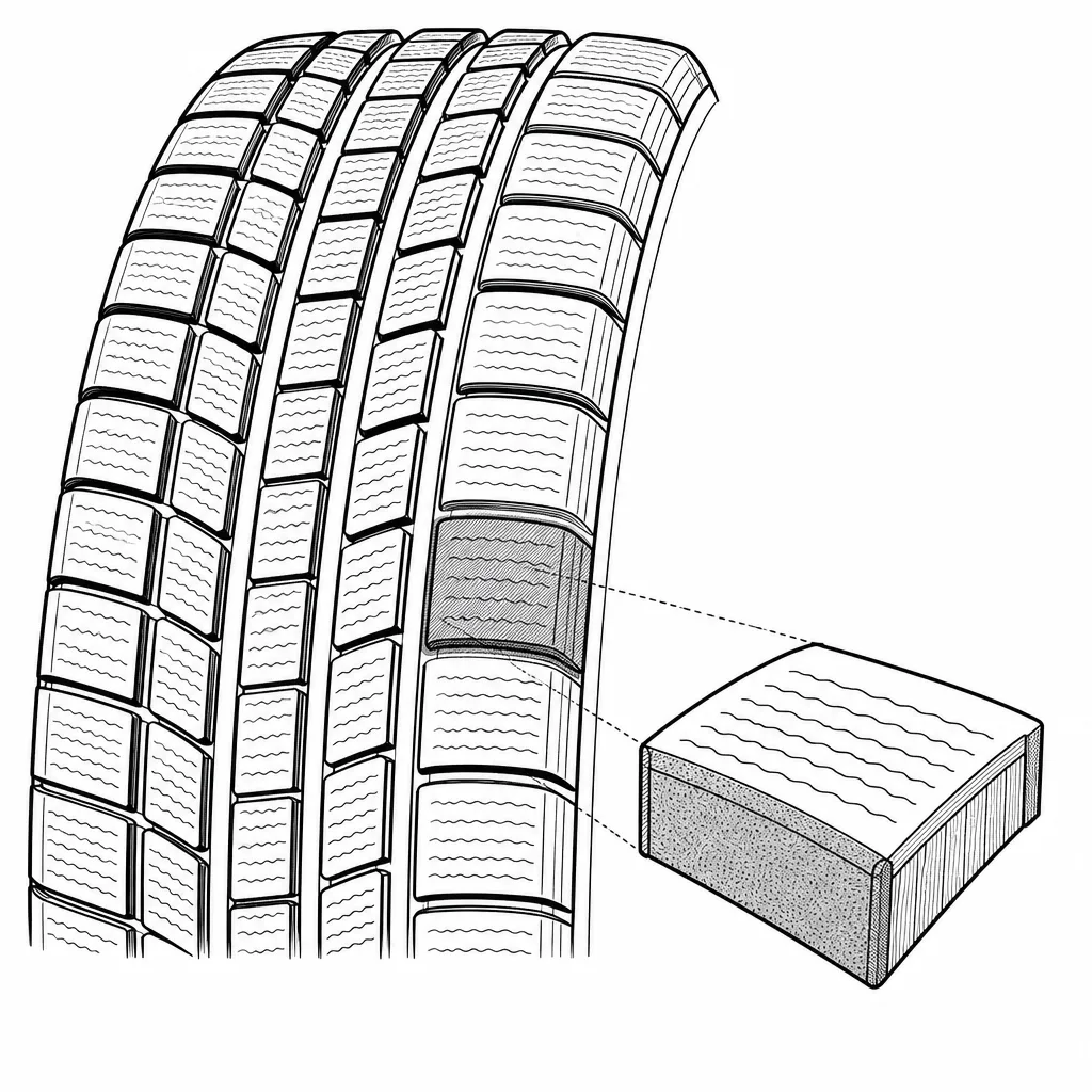 Schéma illustratif : Pavés latéraux de surface supérieure à celle des éléments médians