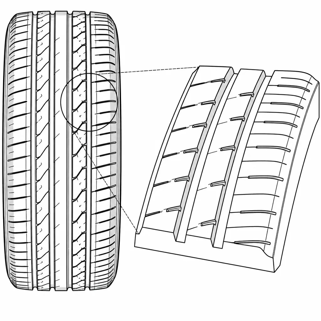 Schéma illustratif : Entailles transversales et obliques décalées entre les bandes intermédiaires