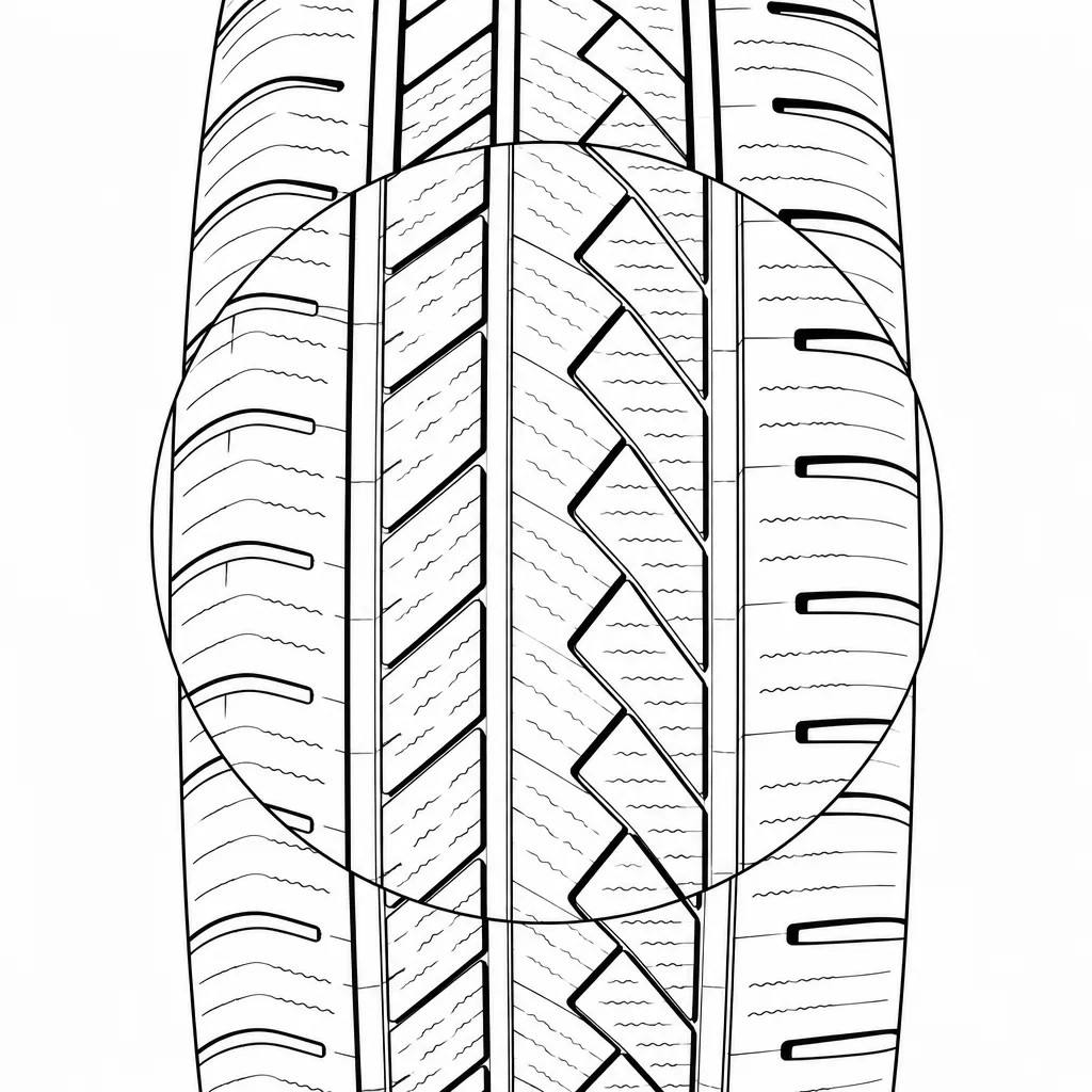 Schéma illustratif : Couronne à éléments polygonaux alternés, encadrée par deux bandes étroites découpées