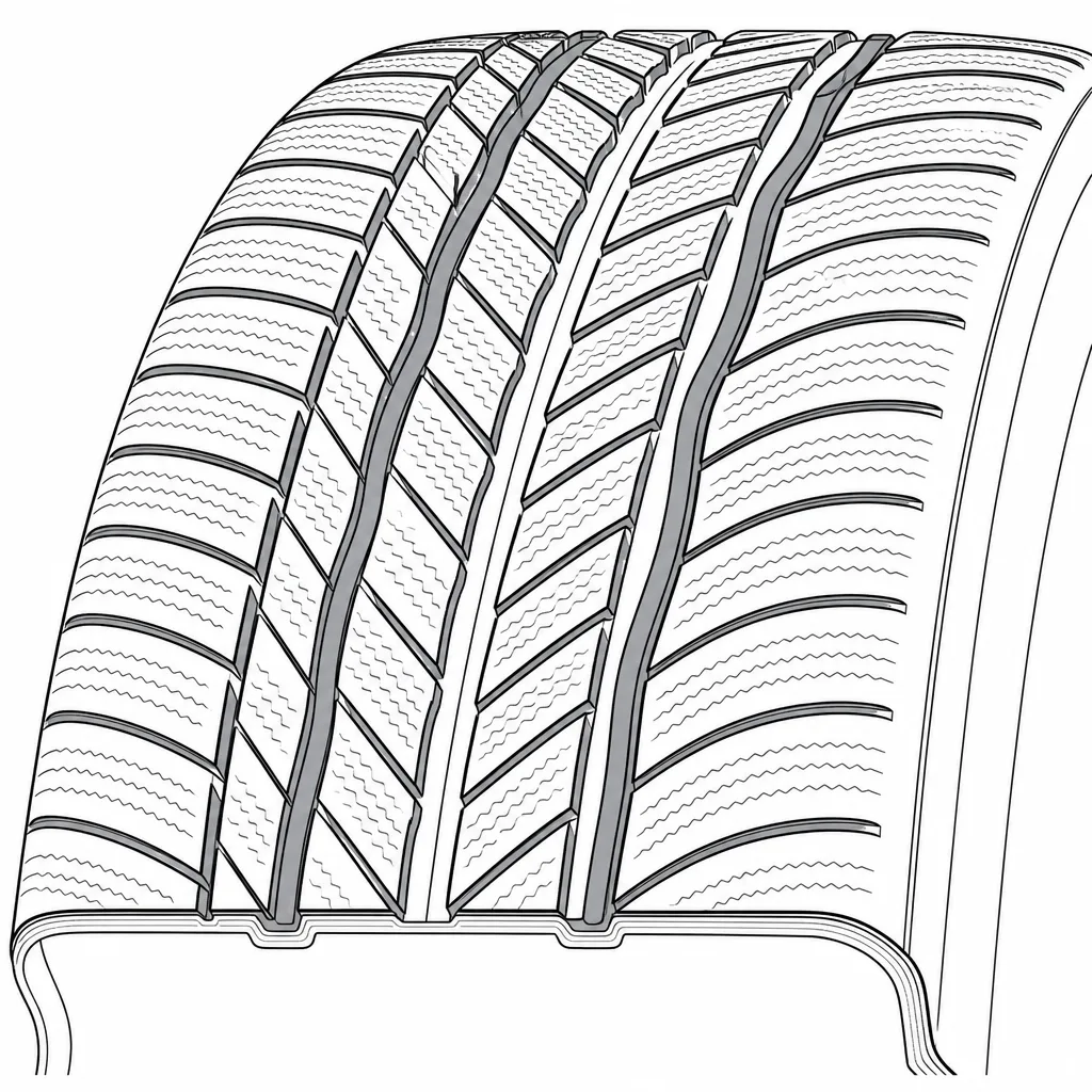 Schéma illustratif : Trois rainures longitudinales sinueuses