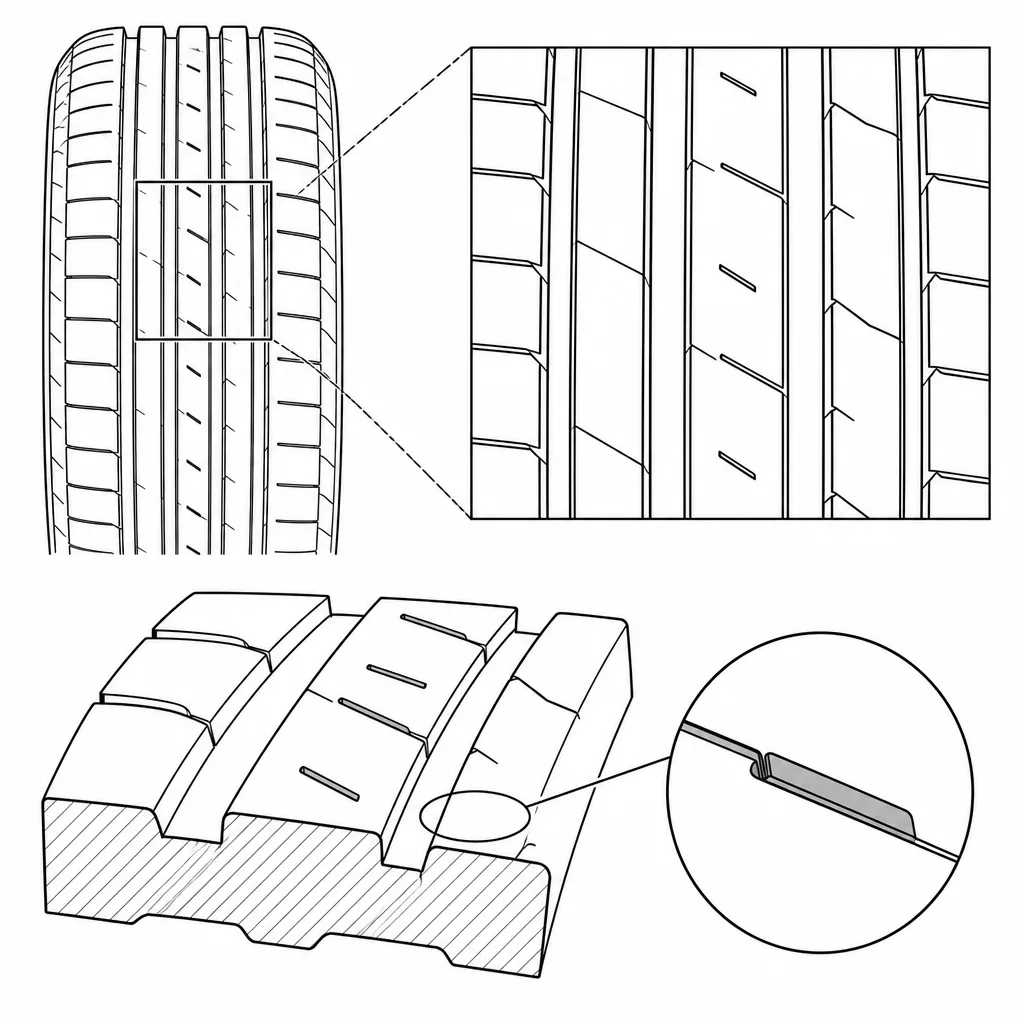Schéma illustratif : Incisions centrales courtes et obliques de densité moyenne