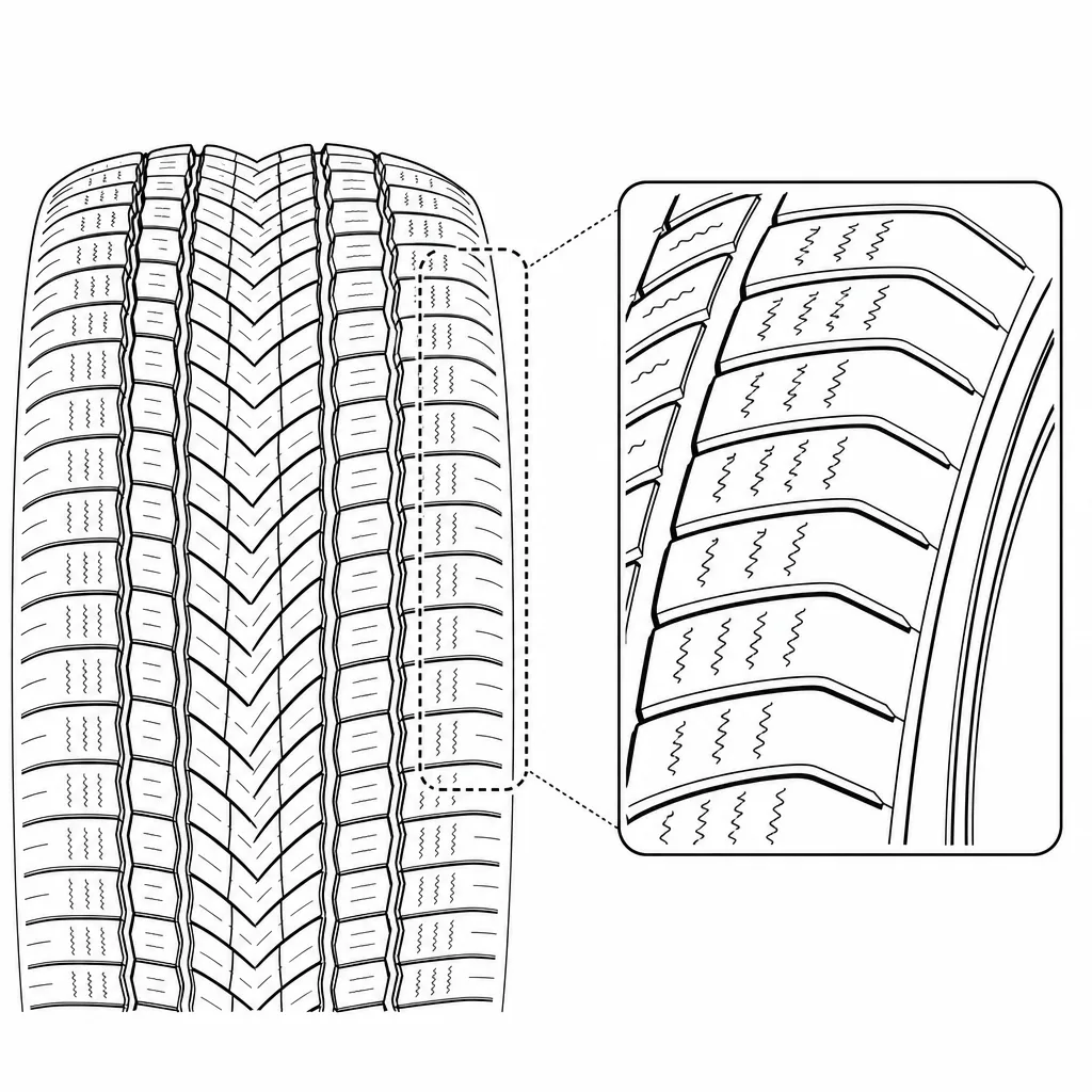 Schéma illustratif : Épaules semi-continues traversées par des entailles obliques