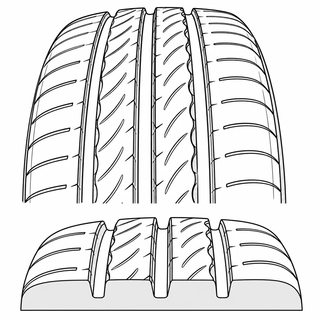 Schéma illustratif : Passages principaux continus séparant les bandes de gomme