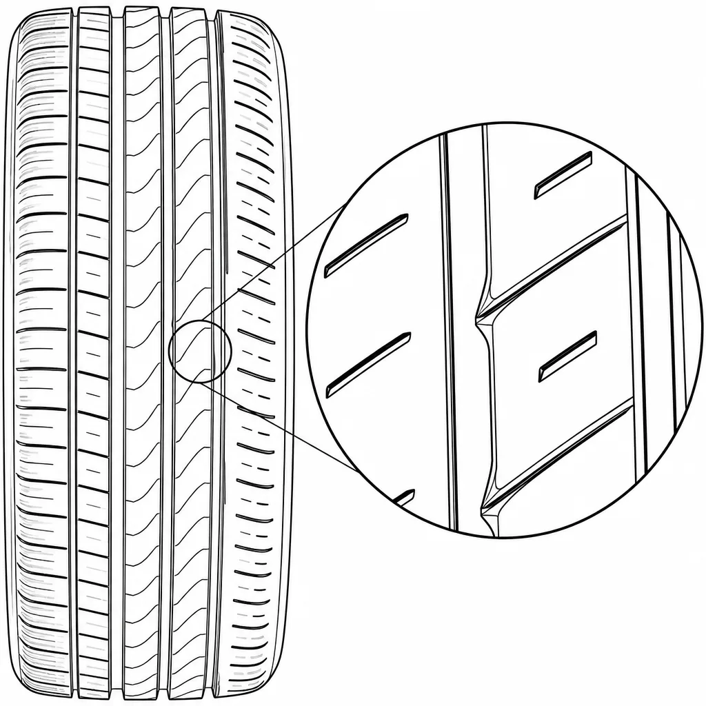 Schéma illustratif : Angles formés aux intersections des entailles obliques et des canaux