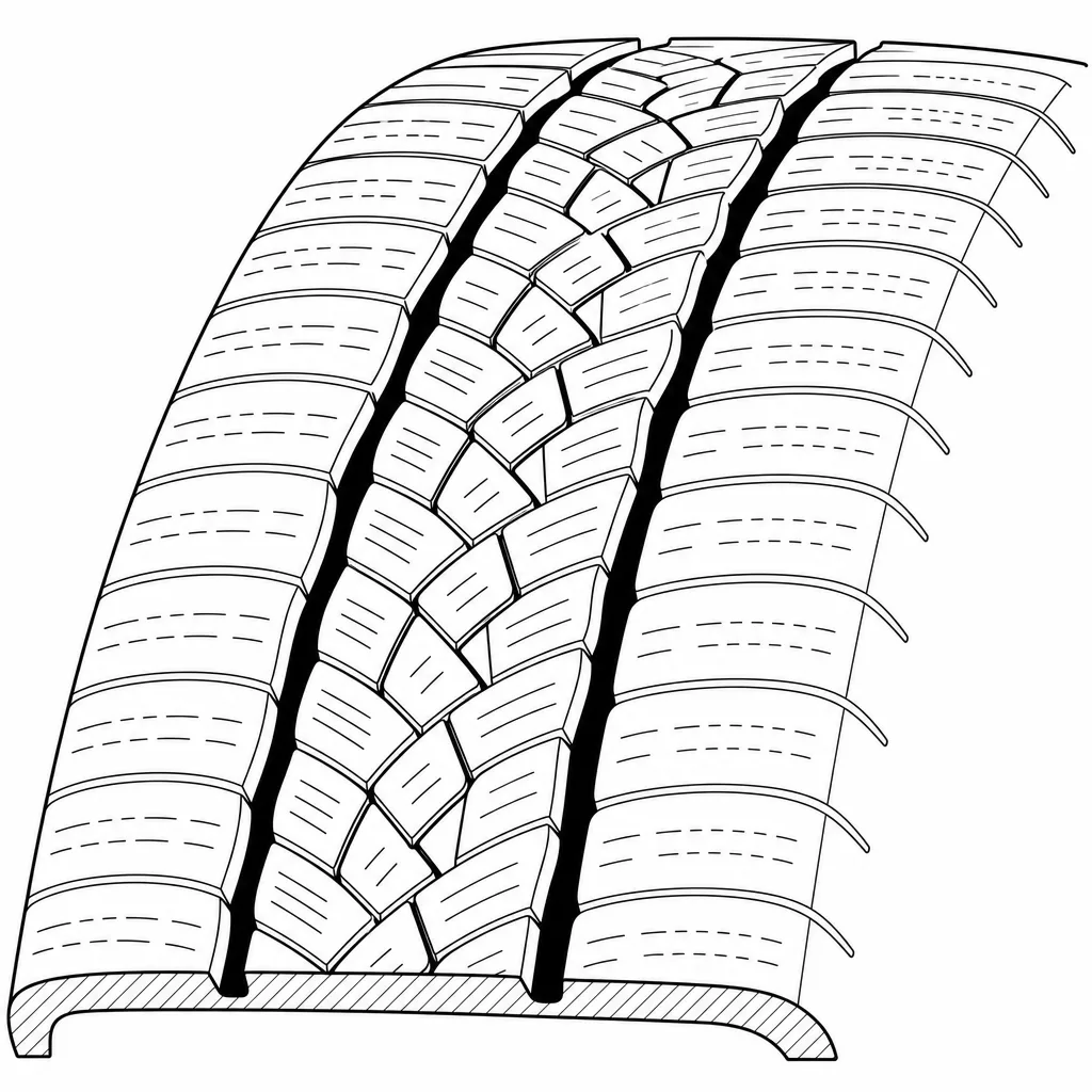 Schéma illustratif : Trois rainures longitudinales sinueuses