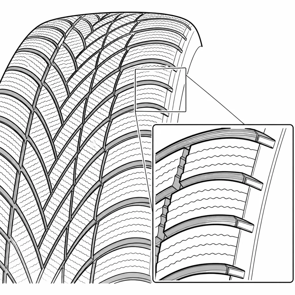 Schéma illustratif : Épaules à pavés obliques serrés et entailles transversales
