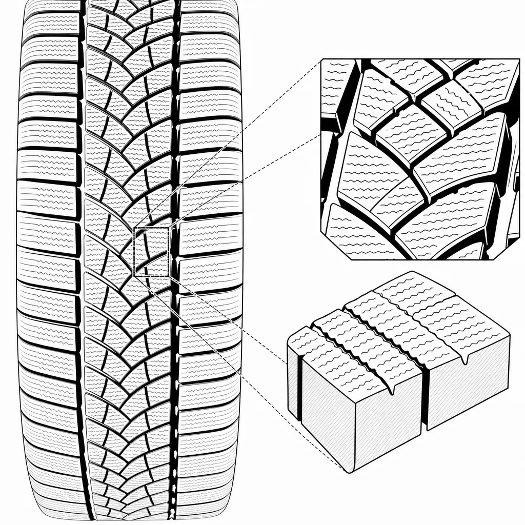 Schéma illustratif : Forte densité de lamelles transversales et obliques dans chaque pavé
