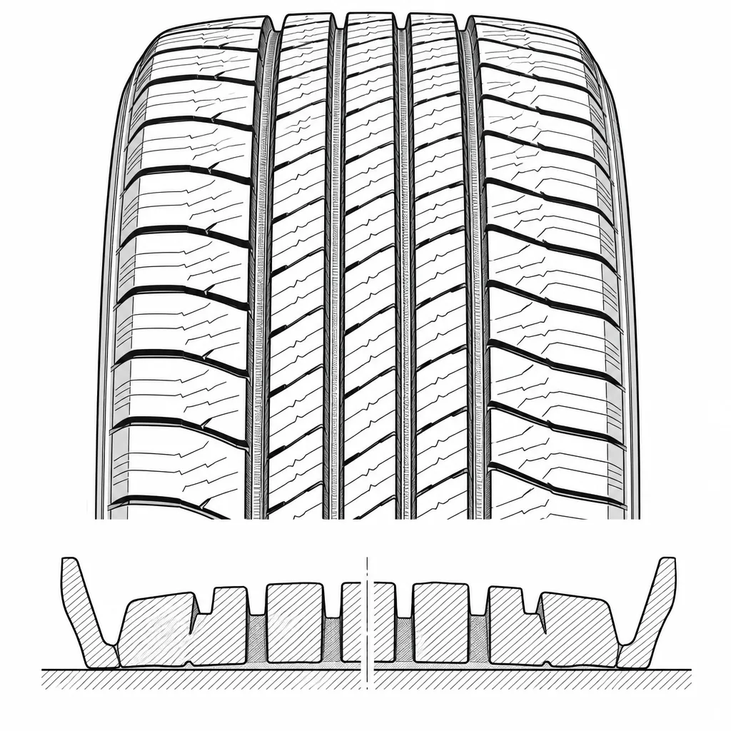 Schéma illustratif : Répartition symétrique des volumes de gomme entre les deux côtés