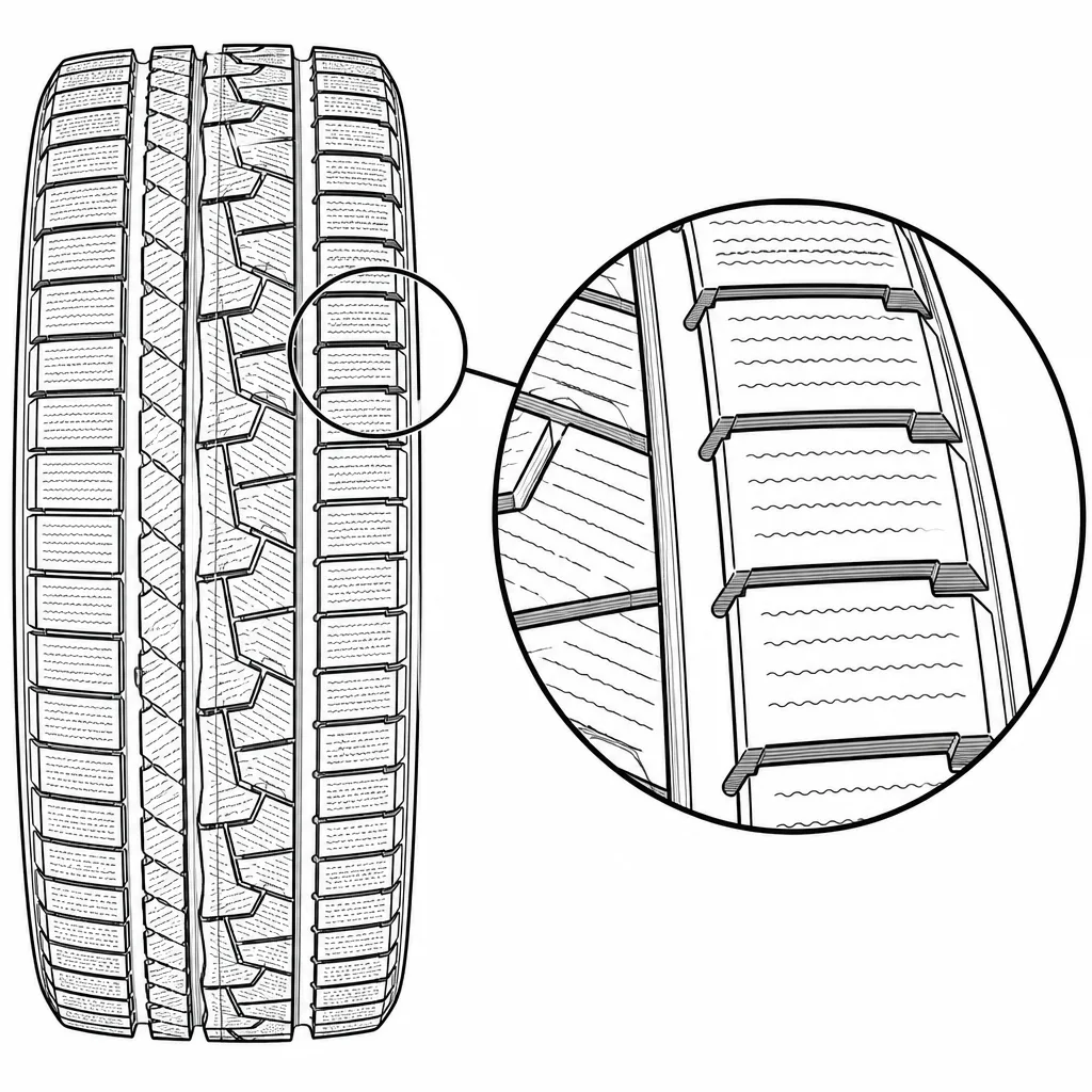 Schéma illustratif : Pavés d’épaule larges, lamellisés et séparés par des encoches latérales