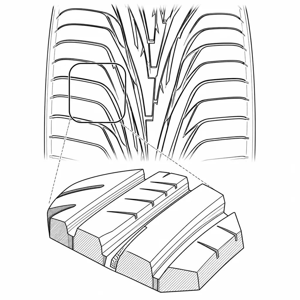 Schéma illustratif : Blocs incurvés à largeur variable